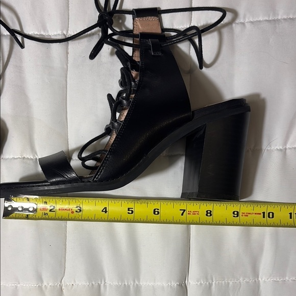 Free People Farylrobin Black Vegan Nights Lace Up Black Strappy Heels - Picture 8 of 10